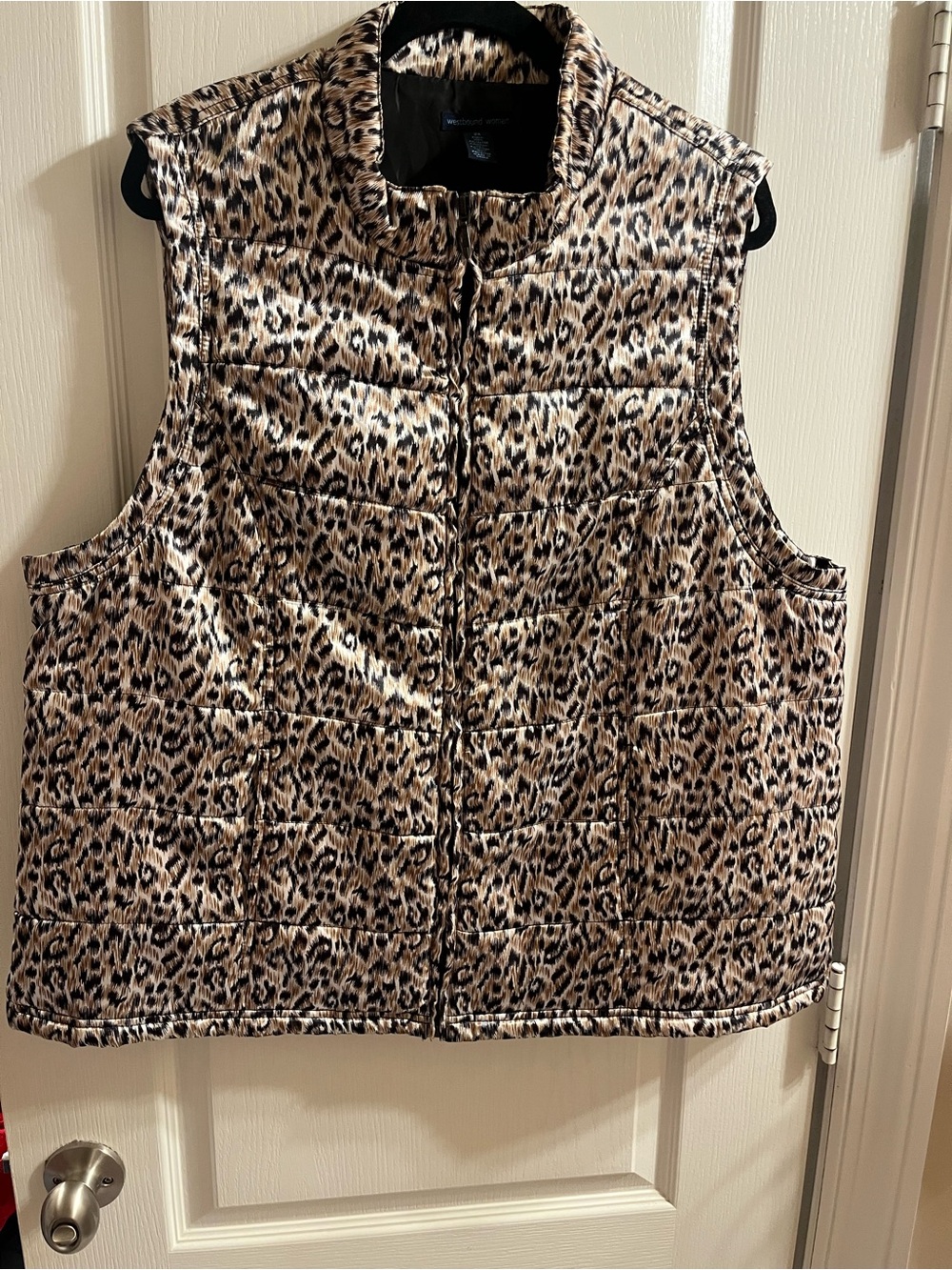 Westbound Leopard-Print Quilted Vest in Brown and Black
